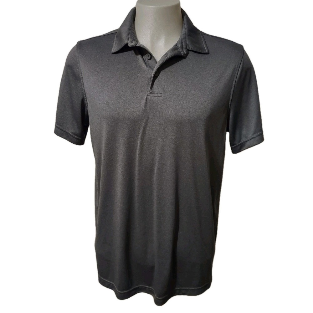 George Polo‎ Top Men's Size Large Short Sleeve Shirt  Collared 3 Button Charcoal